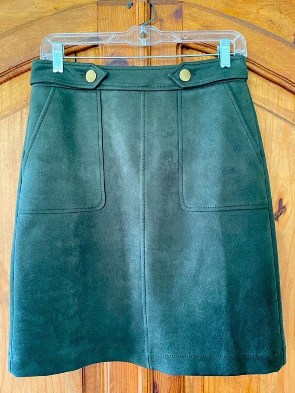 LOFT Olive Green Faux Suede Skirt